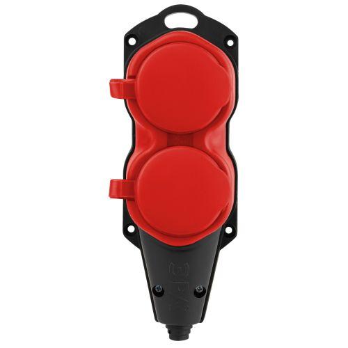 Колодка 2-м с заземл. 16A IP44 KX-2e-RED-IP44 каучук. красн. Эра Б0068443