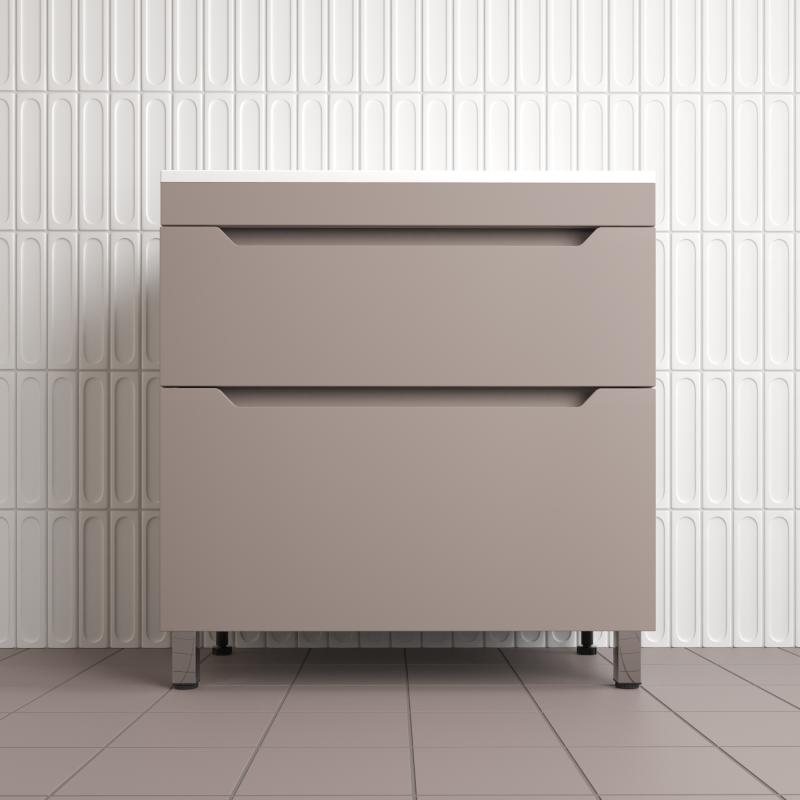 Тумба напольная "Остин" под раковину Фортуна 100 2 ящ тауп темный эмаль PLUS