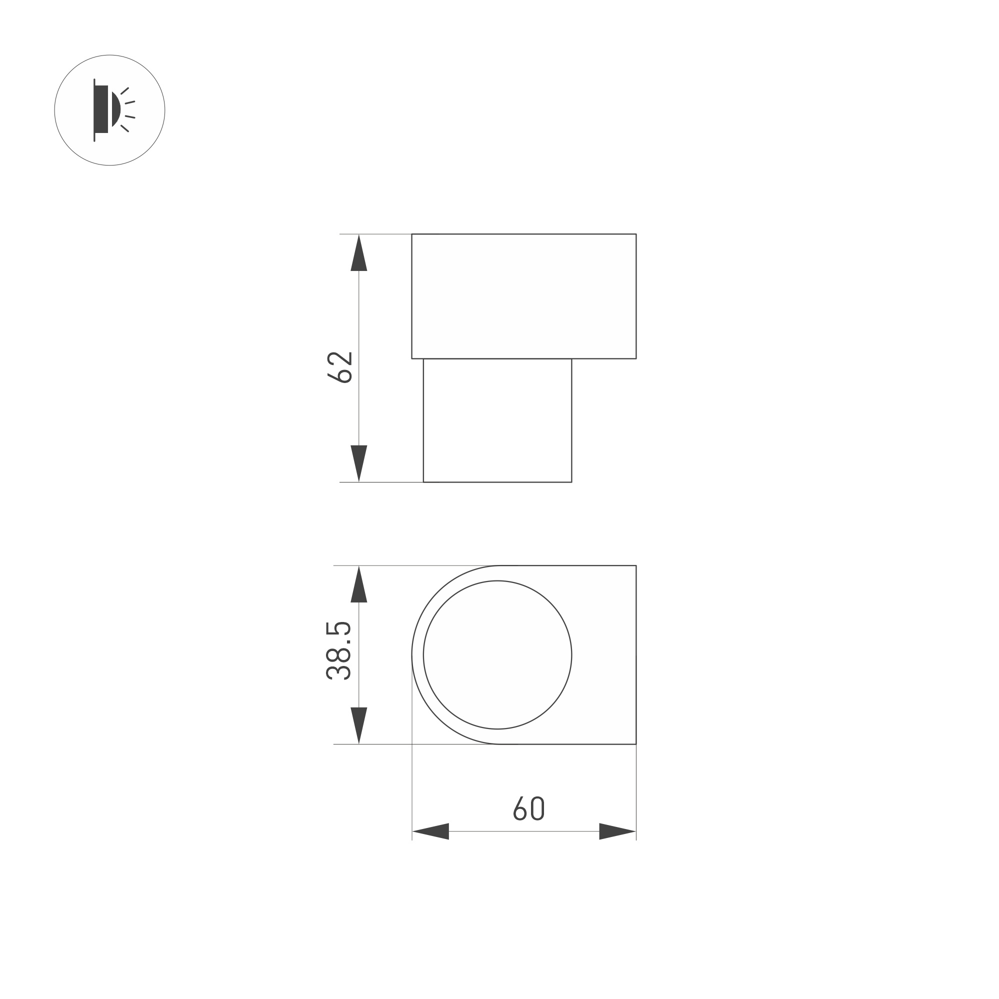 Светильник SP-SPICY-WALL-MINI-S60x39-3W Day4000 (WH, 40 deg, 230V) (, IP20 Металл, 3 года)