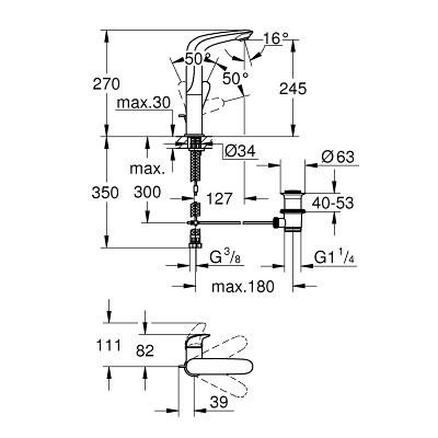 Смеситель Grohe Lineare 23790001 для раковины c энергосберегающим картриджем