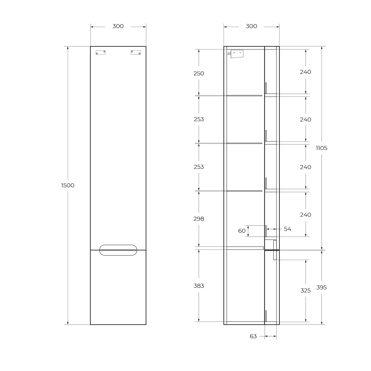 База под раковину подвесная BelBagno ETNA39-800/390-2C-SO-BL-P Bianco Lucido