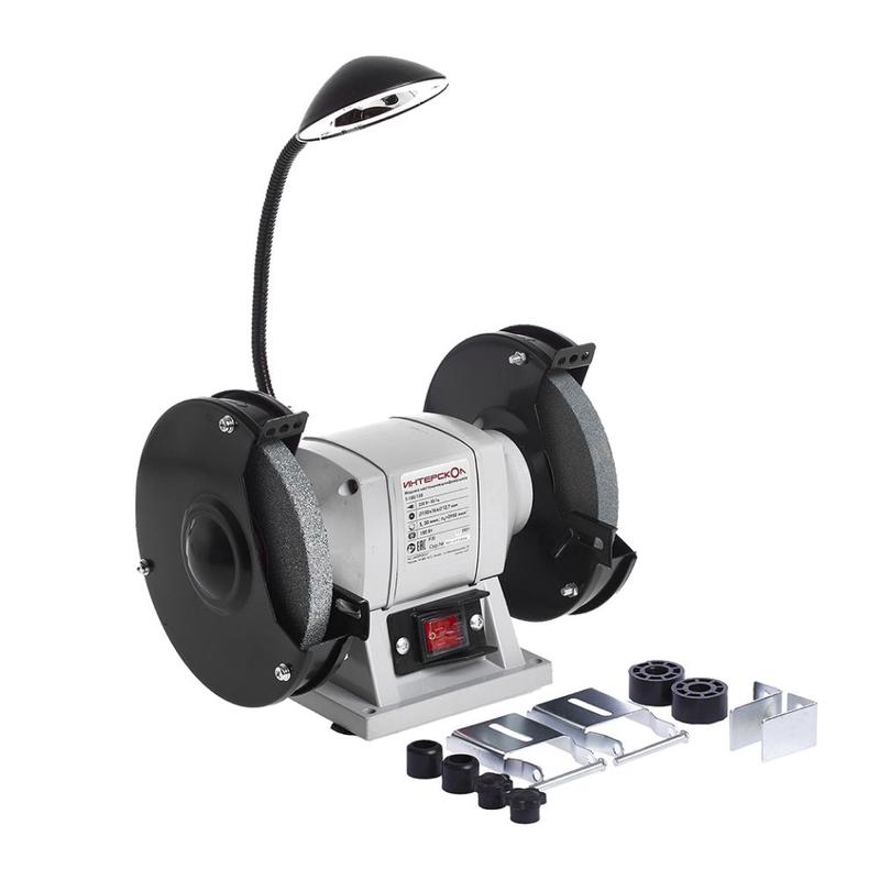 Станок заточной Т-150/150 с подсветкой диаметр шлифовального круга 150мм ширина 16мм 150Вт ИНТЕРСКОЛ 591.1.0.00