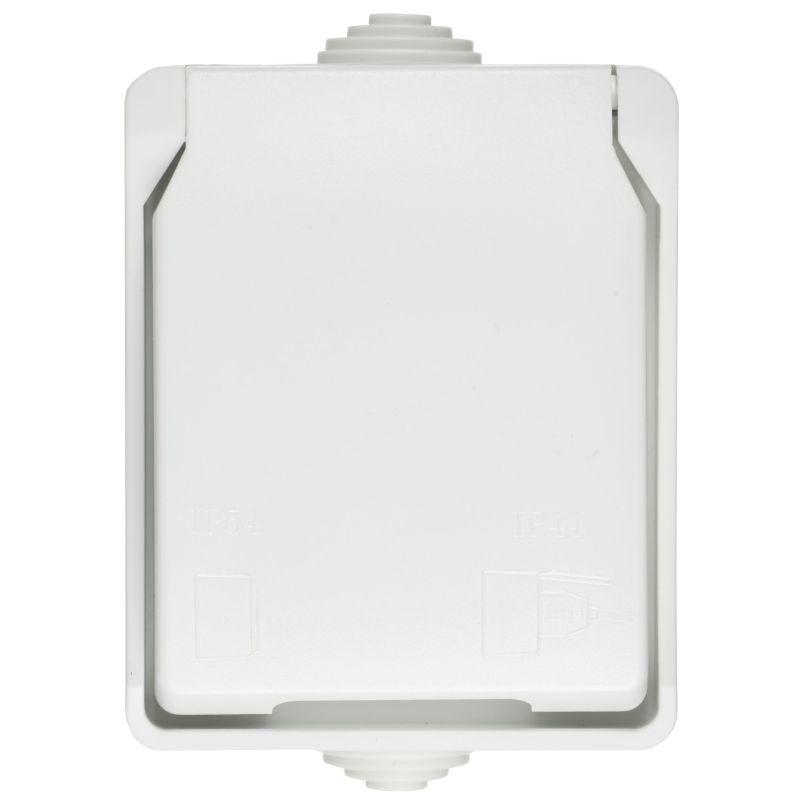 Розетка ОП Форс РСб20-3-ФБ 16А IP54 с заземл. защ. шторки бел. IEK ERS12-K01-16-54-DC