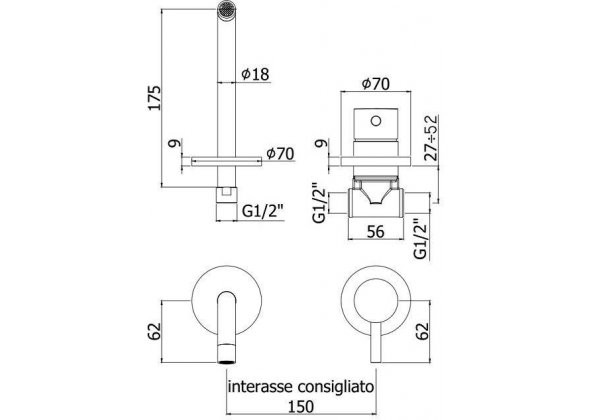 Смеситель Paffoni LIGHT LIG006ST70 для раковины встраиваемый