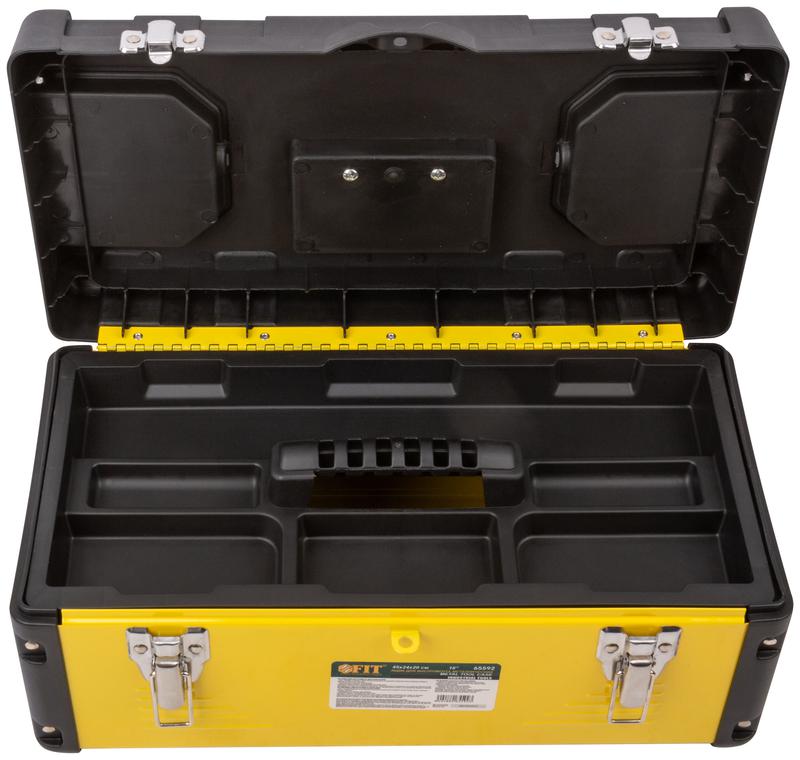 Ящик для инструмента пластик. 18дюйм ( 450х240х200мм ) металл.замки стенки стальные FIT 65592