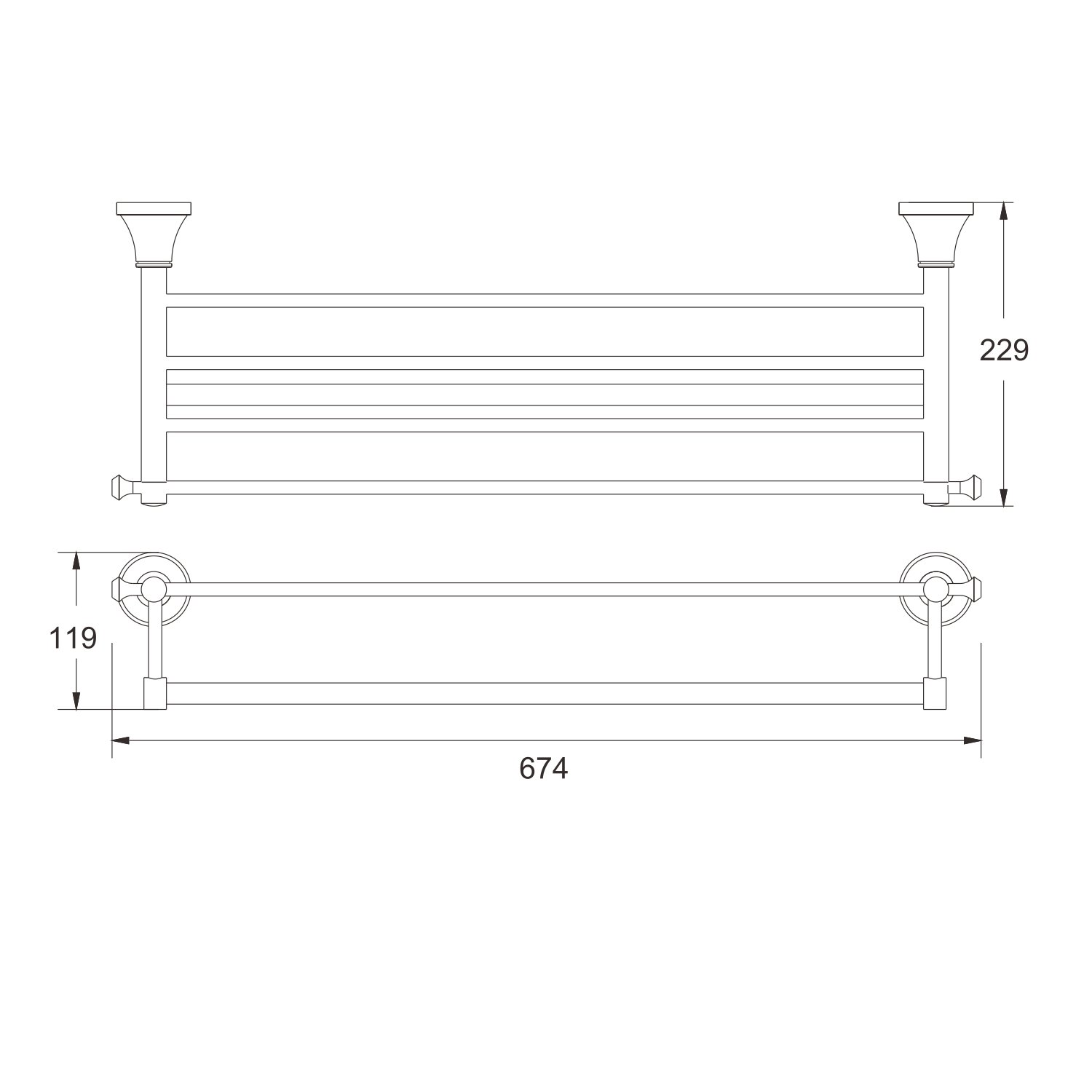 Полка для полотенец Rose RG1908T, пепельный