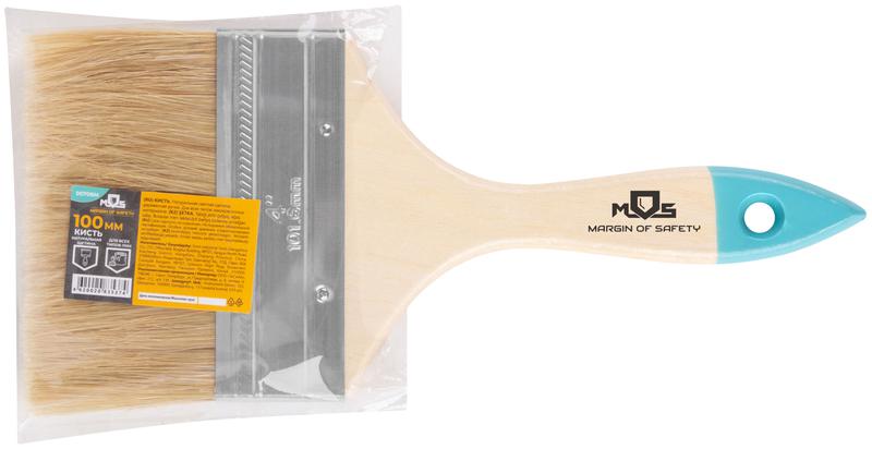Кисть флейцевая натур. светлая щетина деревянная ручка 4дюйм (100мм) MOS 00708М