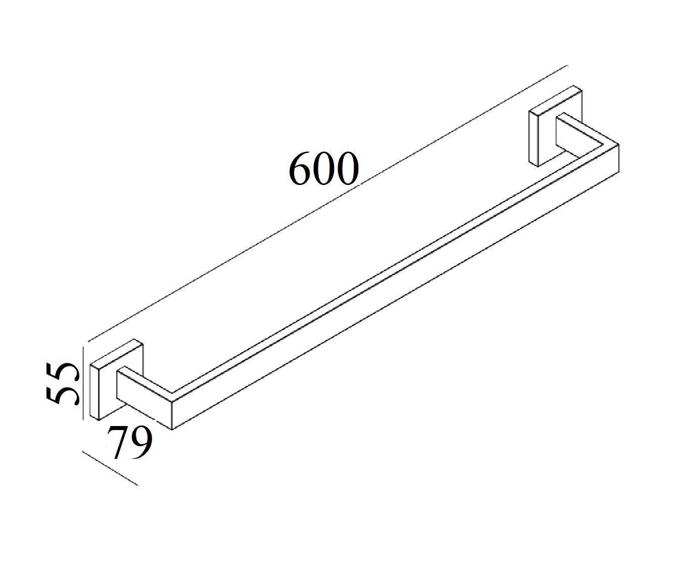 Держатель CR-F25-H02 для полотенец из нержавеющей стали BOCH MANN (600х55х80), цвет нержавеющая сталь