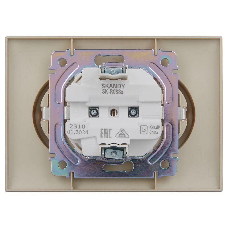 Розетка 2-м SKANDY 16А с заземл. без защ. шторок в сборе SK-R08Sa песочн. IEK SK-R21-16-K98-F