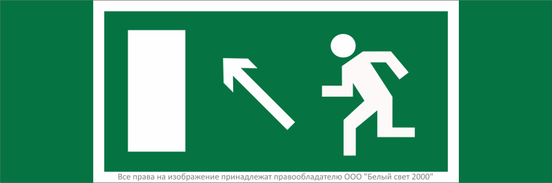 Знак безопасности NPU-3311.E06"Напр. к эвакуационному выходу налево вверх" Белый свет a32669