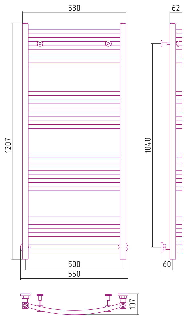 ДР АРКУС 1200х500 (Состаренная латунь) 051-0251-1250