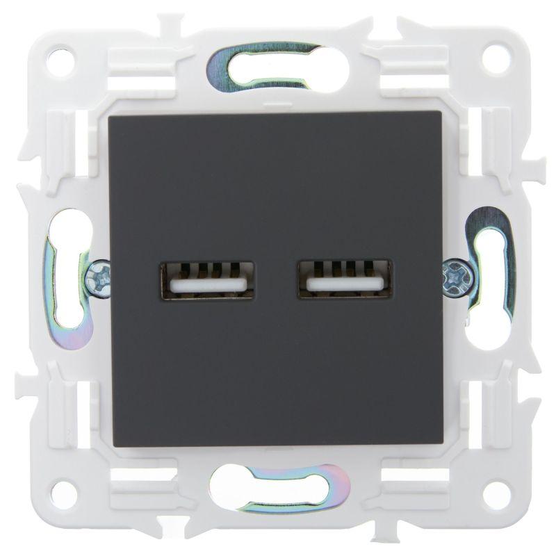 Розетка USB A+A 3.1А SKANDY SK-R15G графит IEK SK-U21-D31-K53