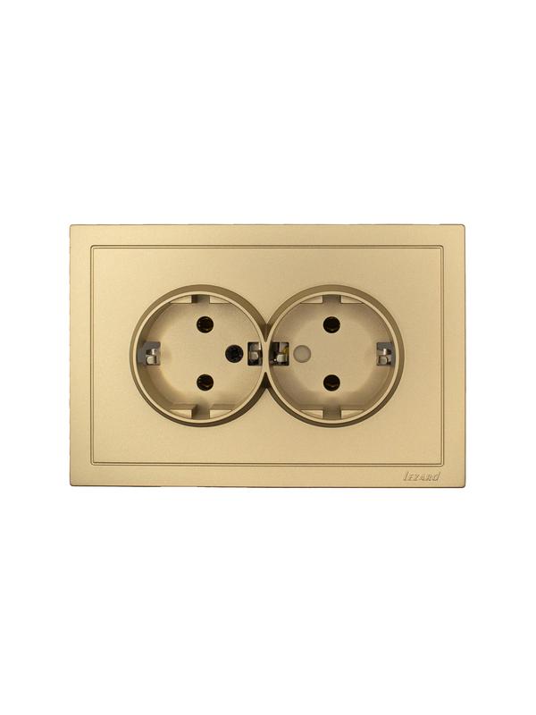 Розетка 2-мест. с/з СП ZIMA IP20 16А ПБТ безвинт. зажим зол. LEZARD 704-3600-127BQC