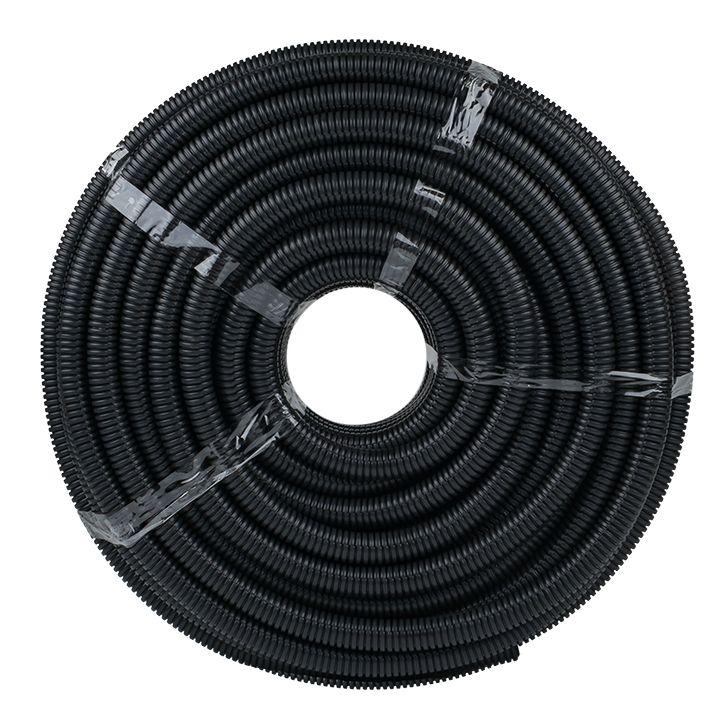 Труба гофрированная d25мм с протяжкой безгалоген. трудногорючая (FRHF) черн. (уп.75м) Plast EKF FRHF-25