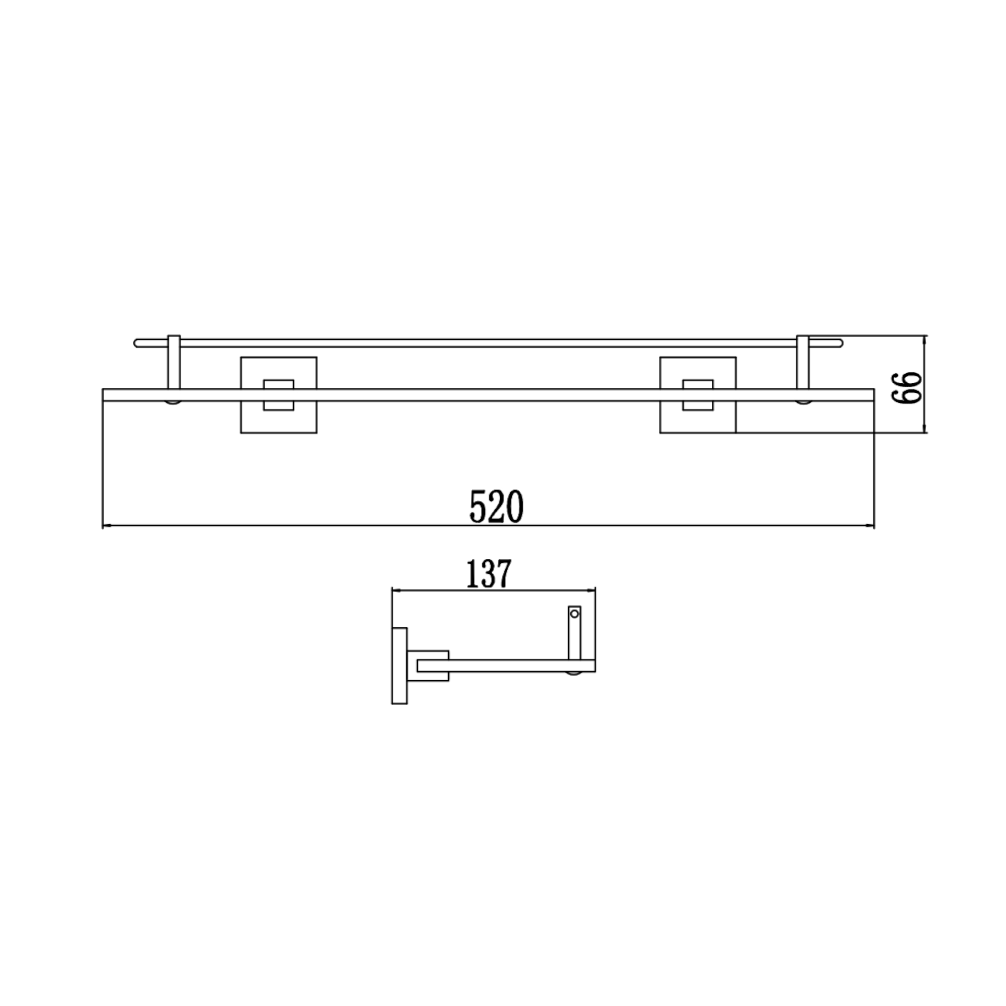 Полка стеклянная Savol S-06591C, бронза