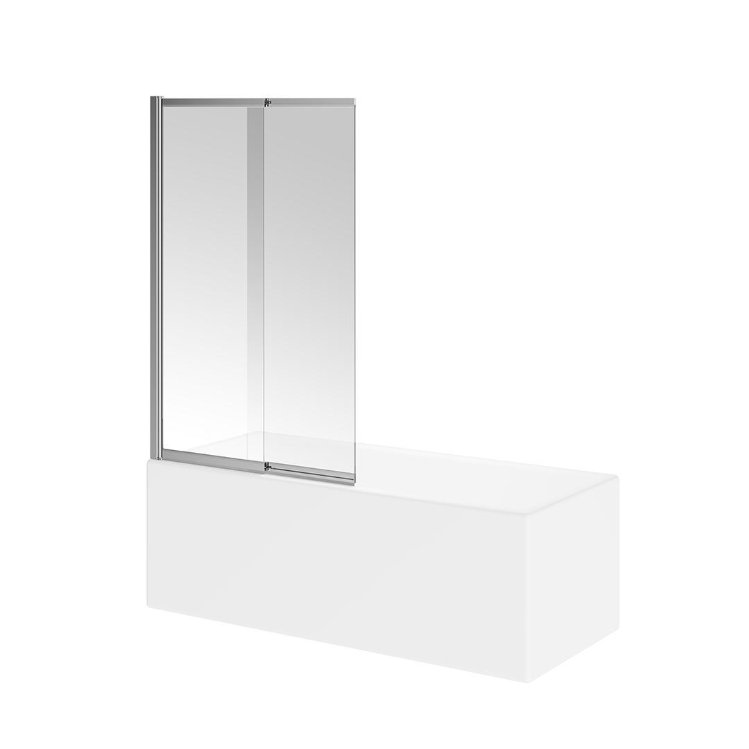 Шторка на ванну VETRO, раздвижная, распашная 100х150, хром