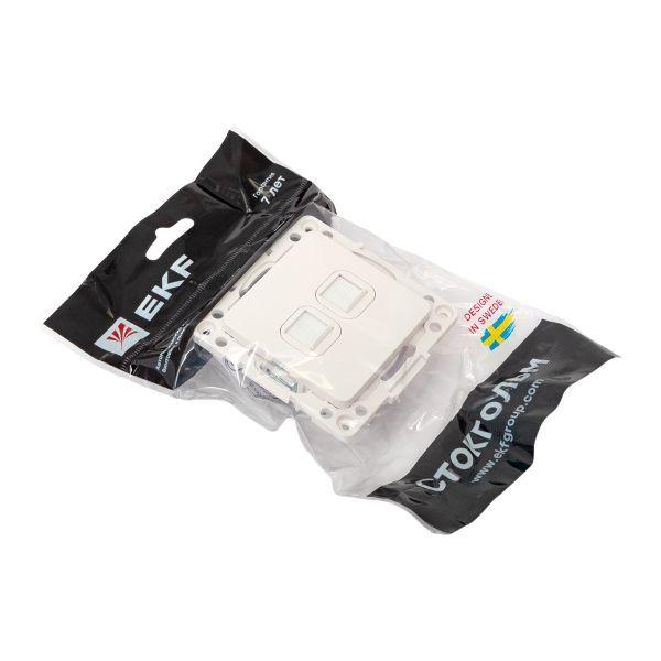 Розетка компьютерная 2-м Стокгольм RJ-45 механизм бел. EKF EYK02-035-10