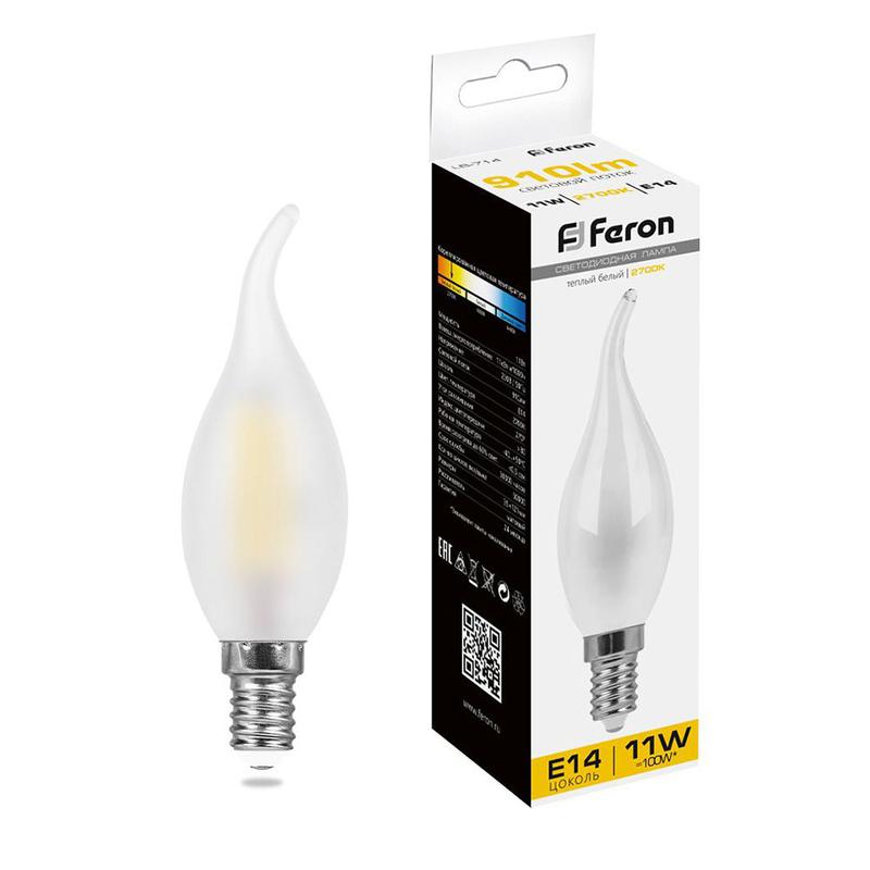 Лампа светодиодная 11Вт 230В E14 2700К матов. LB-714 FERON 38009