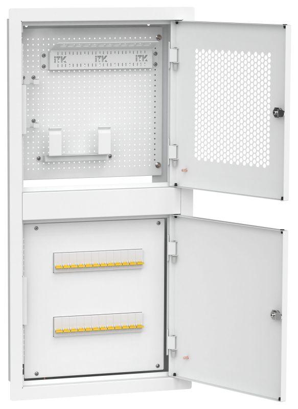Шкаф встраиваемый двухсек. 400х850мм дверь метал. бел. LINEA R ITK LR16-4H81-M-FR