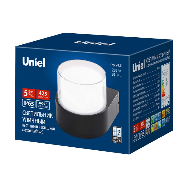Светильник светодиодный ULU-P21A-5W/4000K IP65 BLACK 4000К уличный архитектурный накладной черн. Uniel UL-00010515