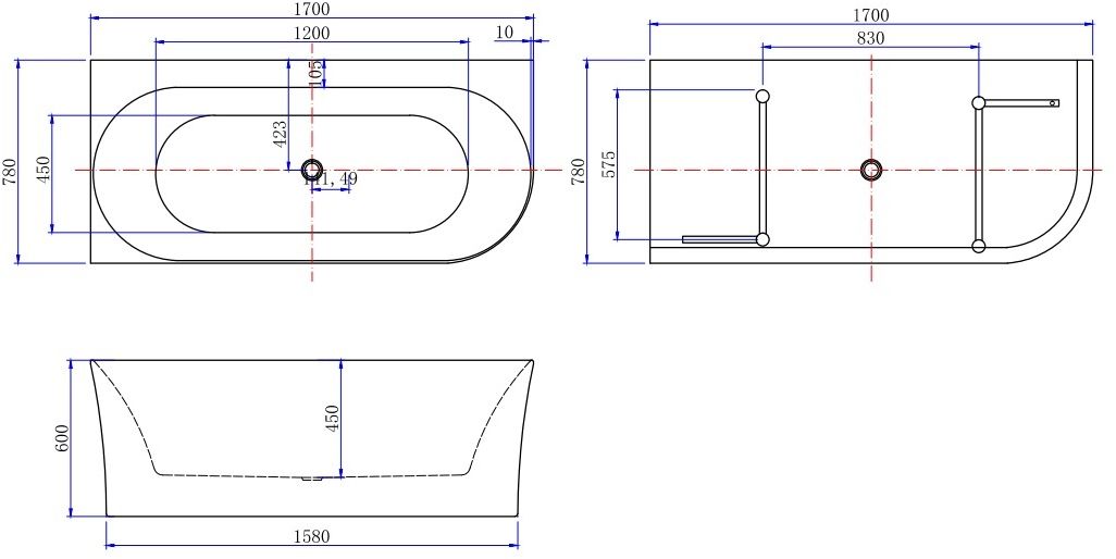 Акриловая ванна Allen Brau Priority 4 В 170x78 2.31004.20B белый глянец