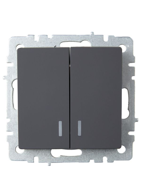 Выключатель 2-кл. СП BRITE ВС10-2-1-БрГ 10А с индик. механизм графит IEK BR-V20-1-10-K53