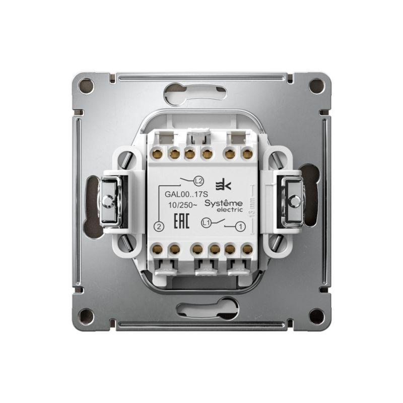 Выключатель кнопочный 2-кл. ArtGallery 10AX быстрозажим. клем. механизм мокко SE GAL000617S