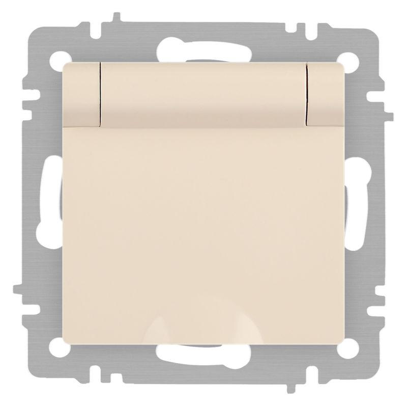 Розетка 1-м СП Accent 6-203-02 16А IP20 250В 2P+E Schuko с крышкой сл.кость Intro Б0063716