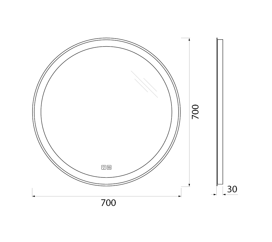 Зеркало BelBagno SPC-RNG-700-LED-TCH-WARM