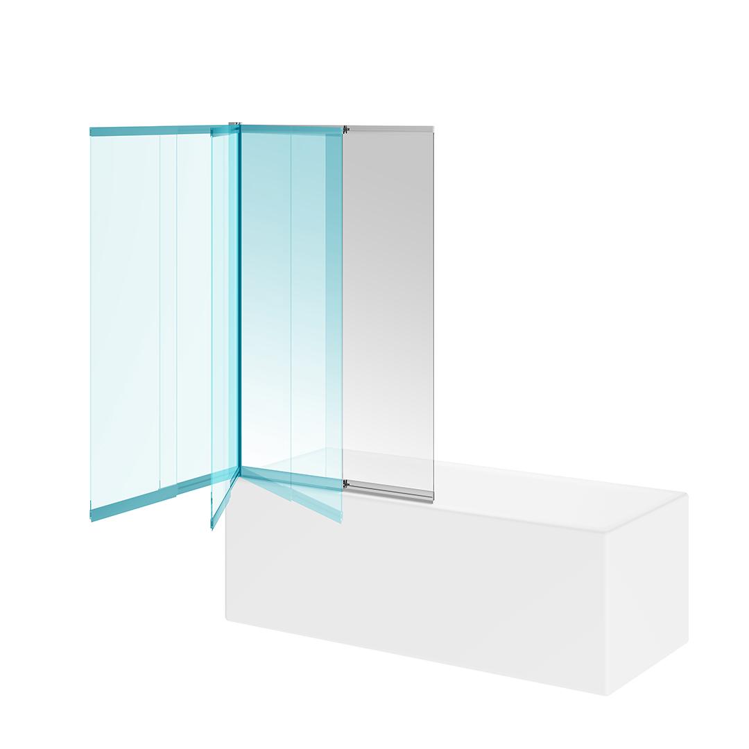 Шторка на ванну VETRO, раздвижная, распашная 100х150, хром