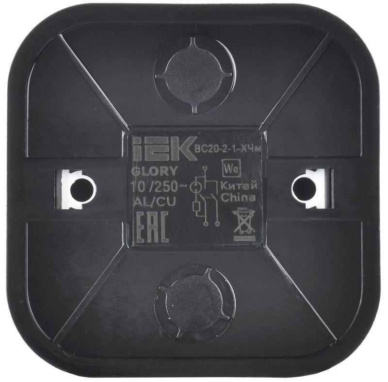 Выключатель 2-кл. ОП GLORY ВС20-2-1-ХЧм 10А с индикацией черн. матов. IEK EVH21-K02M-10