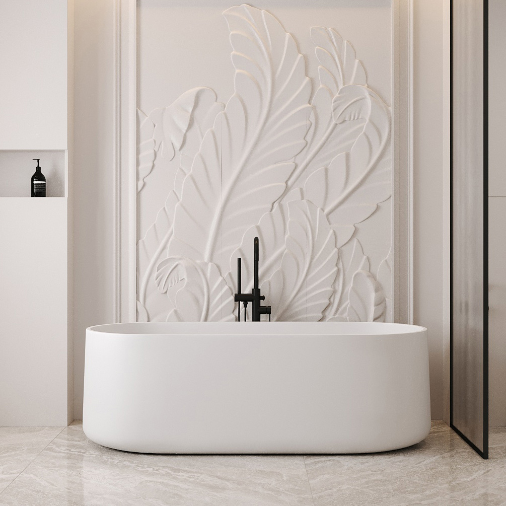 Ванна из искусственного камня ABBER Stein AS9607 белая матовая