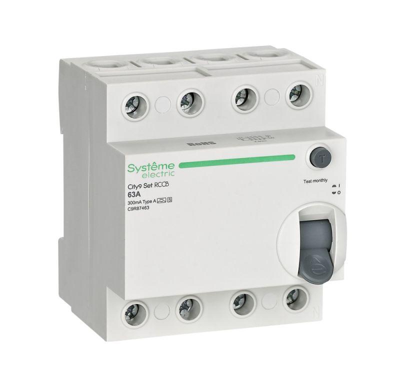 Выключатель дифференциального тока City9 Set 4п 63А 300мА A-S 400В SE C9R87463