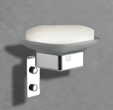 Мыльница CR-D01-04 стеклянная с держателем из нержавеющей стали BOCH MANN, цвет хром