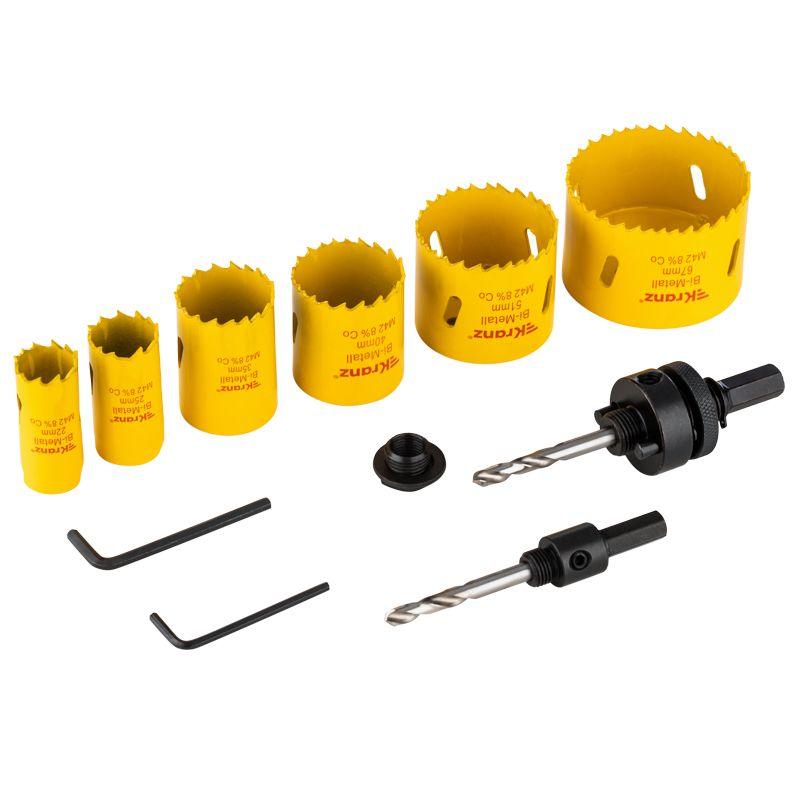 Набор коронок Bimetal (22 25 35 40 51 67) 11 предметов металлический кейс Kranz KR-92-0202-1