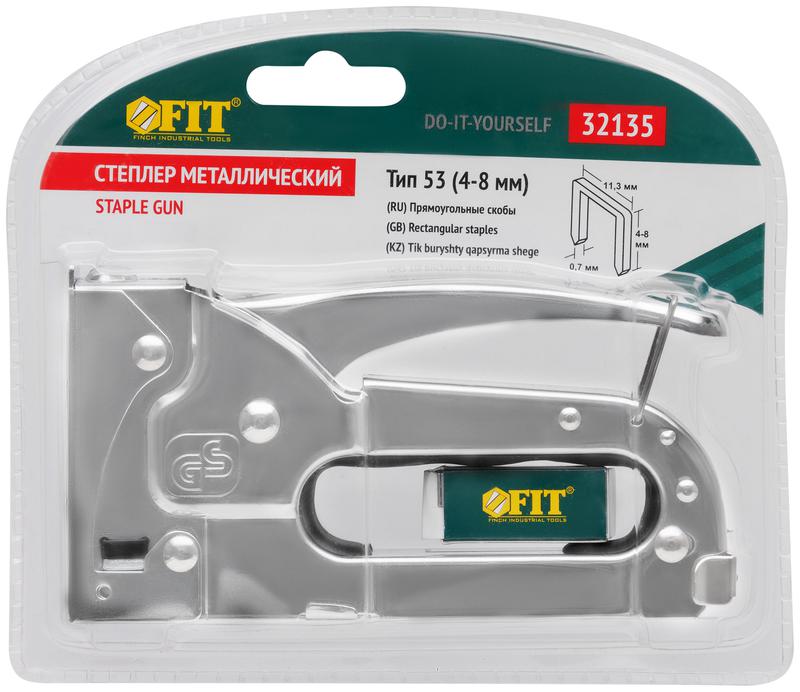 Степлер для узких скоб "тип 53" 4-8мм металлический корпус FIT 32135
