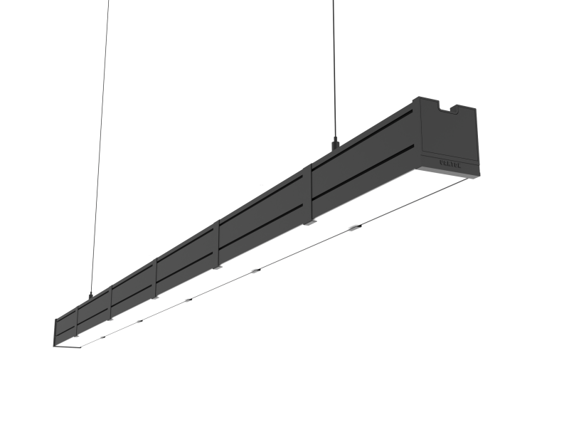 Светильник светодиодный Mercury Pro GL 1516х66х68 50Вт 4000К CRI90 подвесной/накладной рассеив. опал закал. стекло RAL9005 черн. муар с декоративным проводом 2м и комплектом подвесов 2м диммер DALI VARTON V1-R0-9R258-31GOD-5405040
