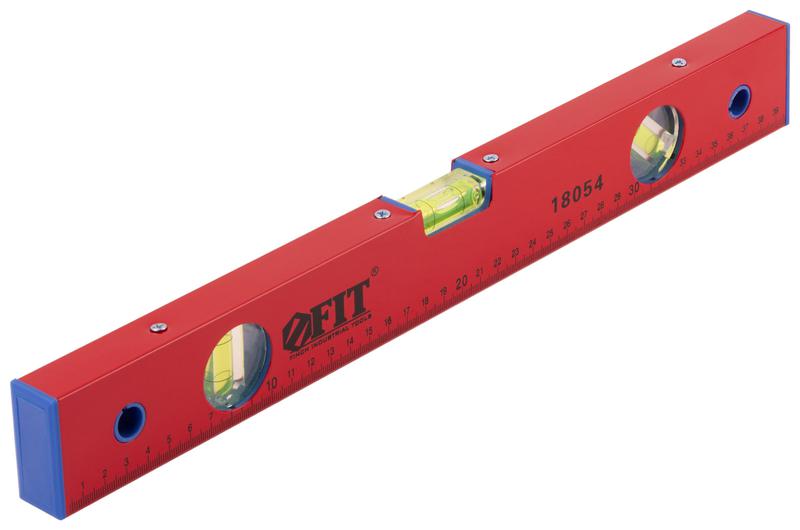 Уровень "Стандарт" 3 глазка фрезер. рабочая грань шкала 400мм корпус красн. FIT 18054