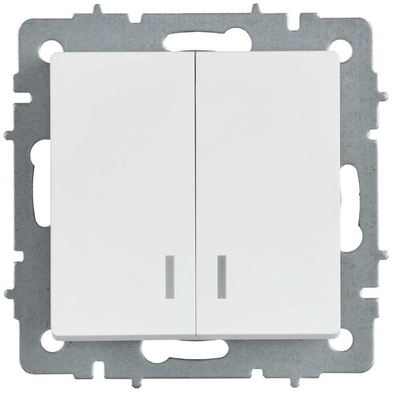 Выключатель 2-кл. СП BRITE ВС10-2-1-БрАБ 10А с индикацией механизм арктич. бел. IEK BR-V20-1-10-K91