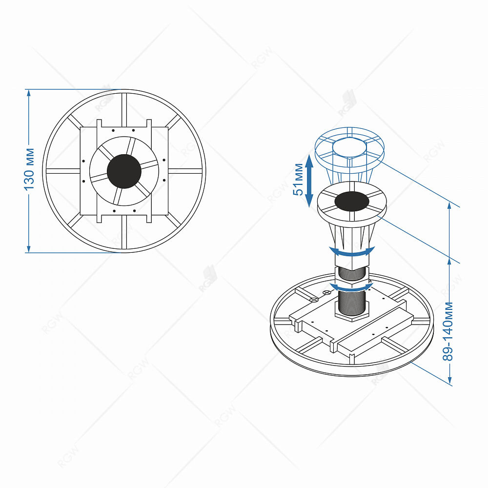 Ножки для поддона RGW N-01 (10) W, 03230111-01