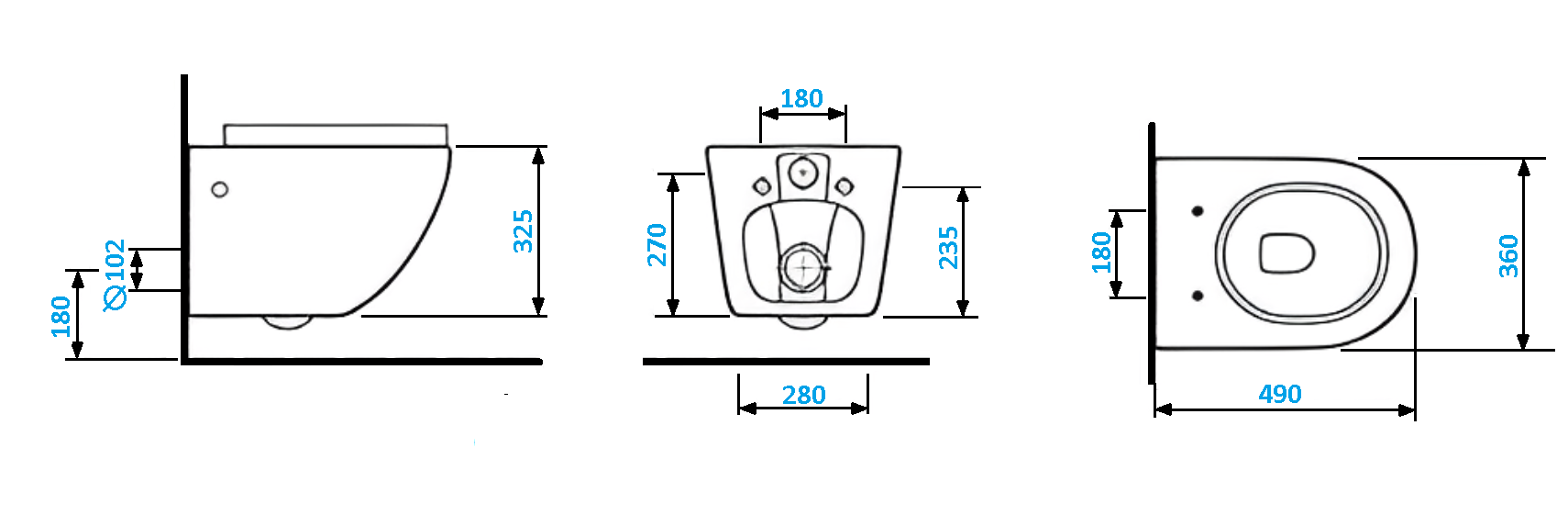 Унитаз SELLA  Aria подвесной безободковый Cerutti SPA CT7183 (490х360х325)
