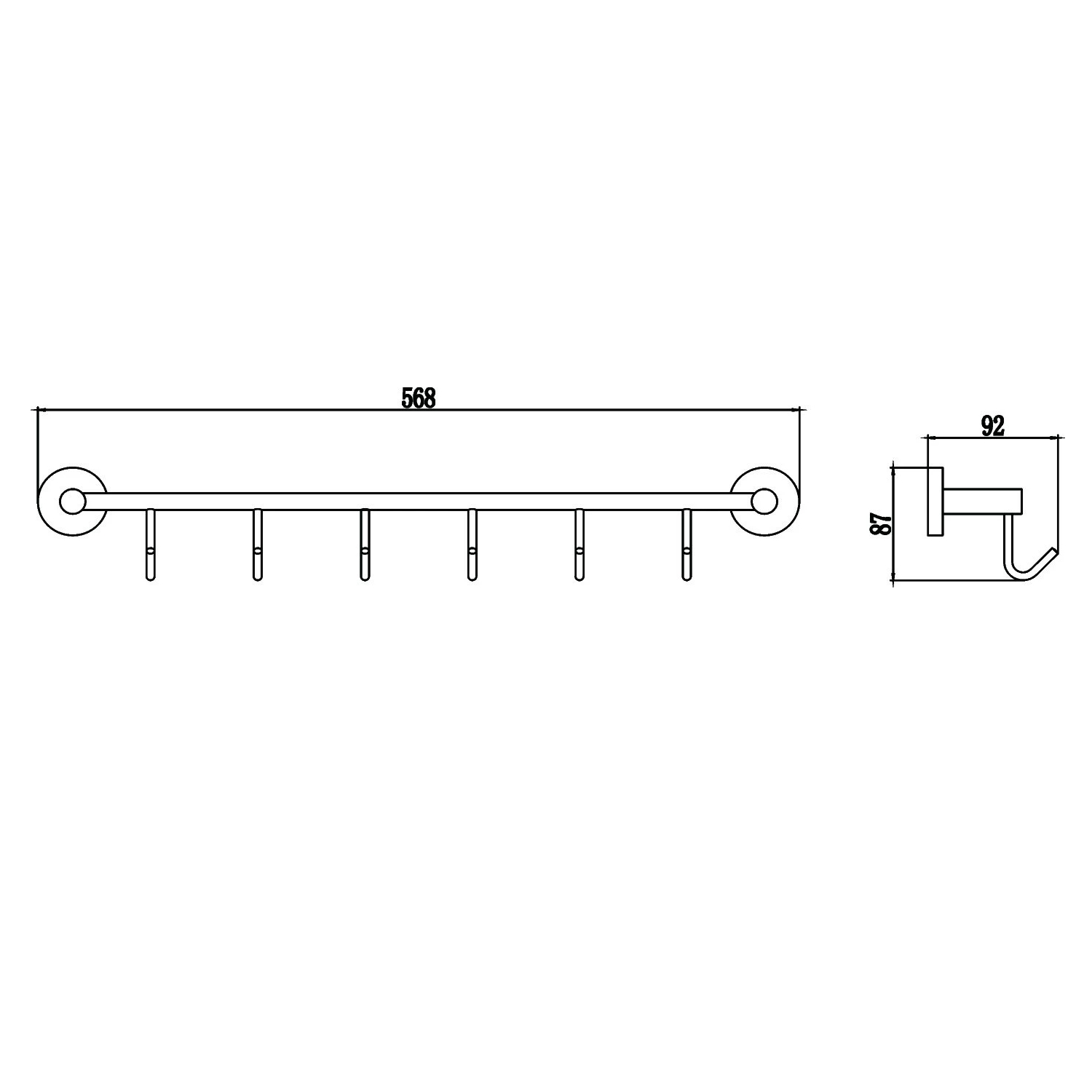 Планка с крючками Savol S-008776, хром