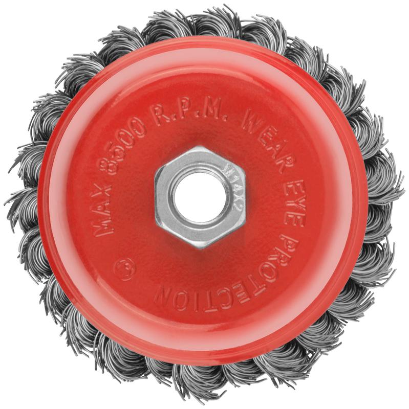 Корщетка чашечная гайка М14 стальная витая проволока 100мм КУРС 39043
