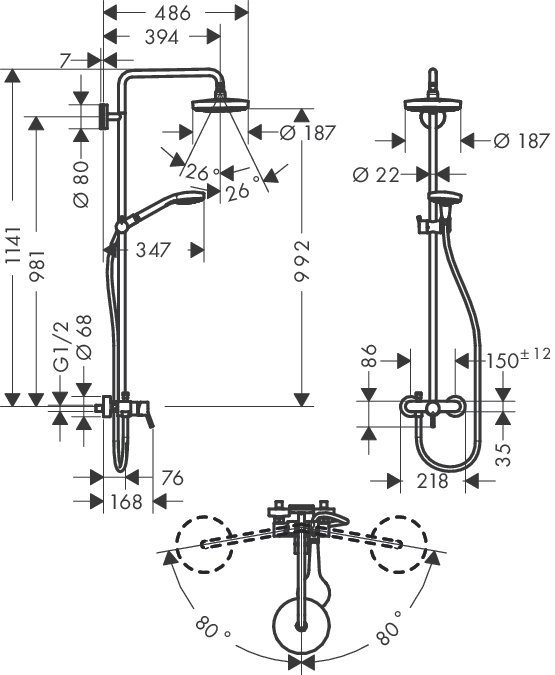 Душевая система Hansgrohe Croma Select S 180 27255400 для душа