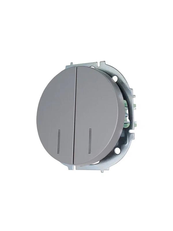 Выключатель 2-кл. СП OSEN 10А IP20 с подсветкой механизм сер. матов. LEZARD 743-7488-112