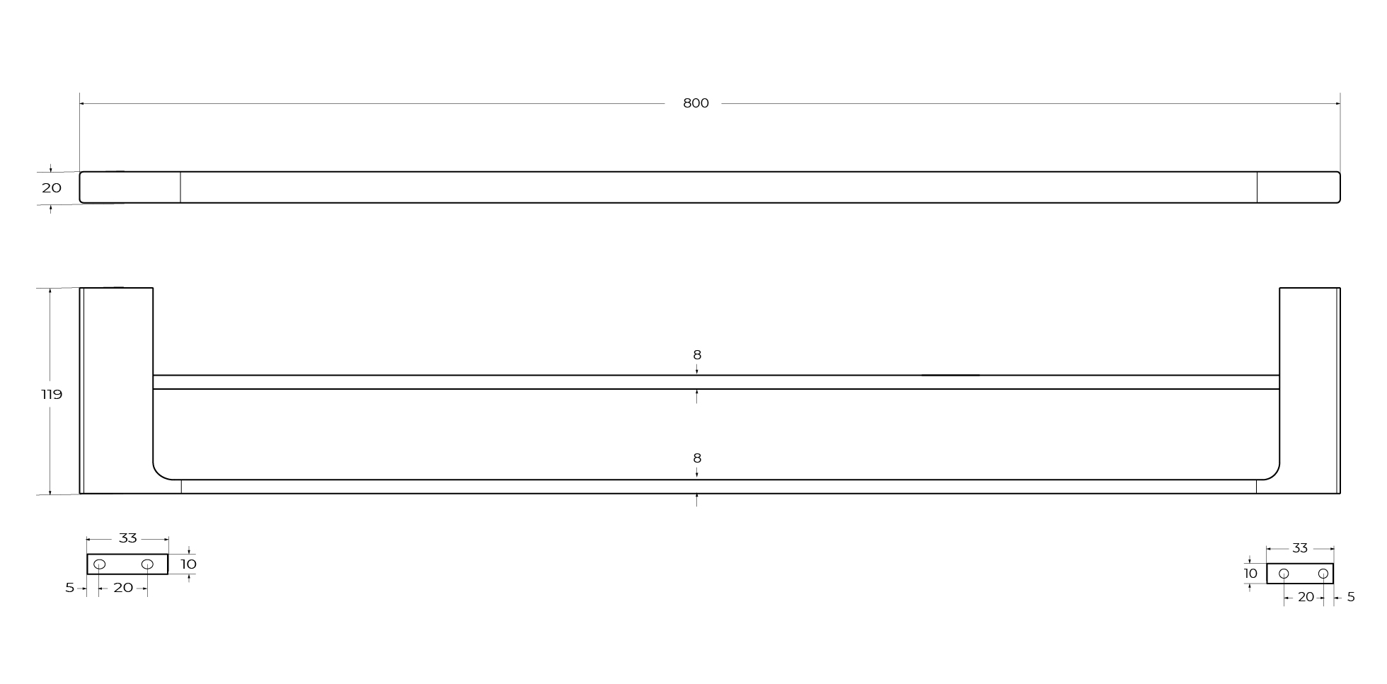 Полотенцедержатель двойной CEZARES SLIDER-THD-80-NOP