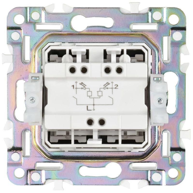 Выключатель 2-кл. SKANDY 10А SK-V09N с индикацией никель IEK SK-V20-1-10-K50