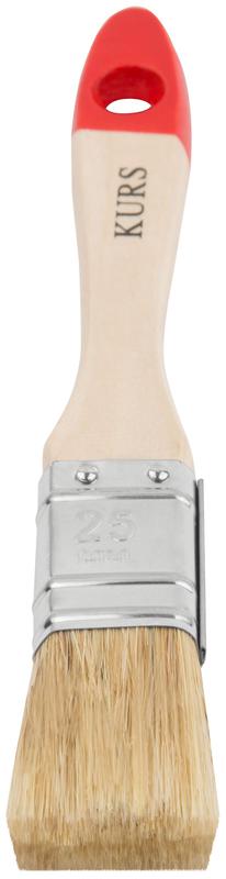 Кисть флейцевая "Оптима" 1дюйм (25мм) натур. свет. щетина деревянная ручка КУРС 00813