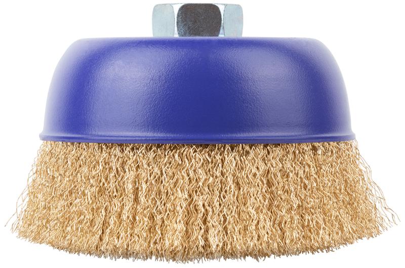 Щетка для УШМ М14 тип "Чашка" латун. витая проволока 0.3мм 125мм блист. Profi Cutop 82-896