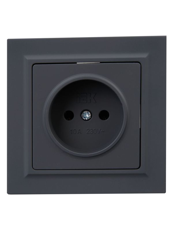 Розетка СП BRITE РСР10-1-0-БрГ 10А в сборе без заземл. без защ. шторок графит IEK BR-R10-10-K53-F
